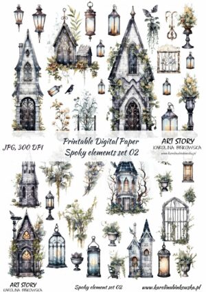 Elementy do wycinania - spooky elements set 02 - DIGI