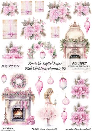 Elementy do wycinania - Pink Christmas elements 03  - DIGI