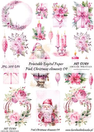 Elementy do wycinania - Pink Christmas elements 04  - DIGI