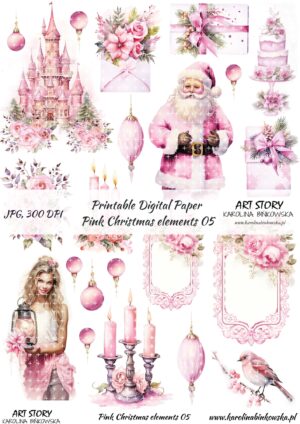 Elementy do wycinania - Pink Christmas elements 05  - DIGI