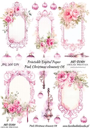 Elementy do wycinania - Pink Christmas elements 06  - DIGI
