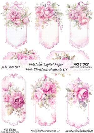 Elementy do wycinania - Pink Christmas elements 07  - DIGI