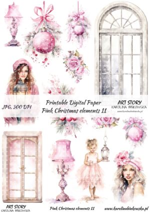 Elementy do wycinania - Pink Christmas elements 11  - DIGI