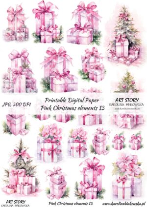 Elementy do wycinania - Pink Christmas elements 13  - DIGI