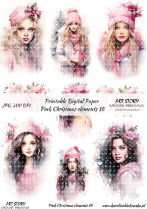 Elementy do wycinania - Pink Christmas elements 16  - DIGI