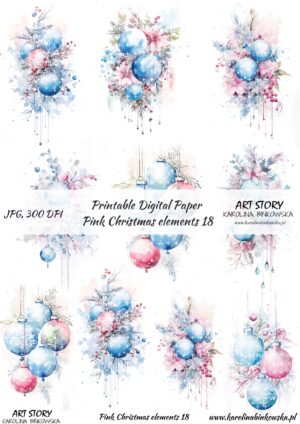 Elementy do wycinania - Pink Christmas elements 18  - DIGI