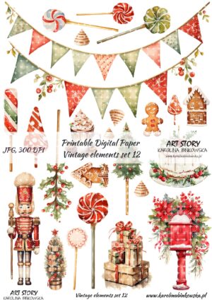 Elementy do wycinania - Vintage elements set 12 - DIGI