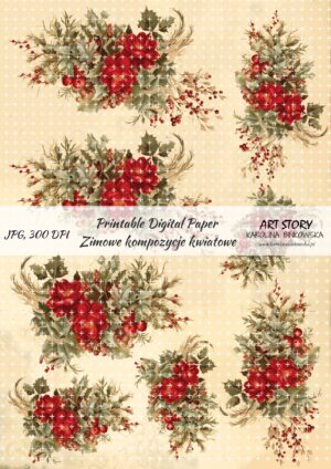 Elementy do wycinania - Zimowe kompozycje kwiatowe - DIGI