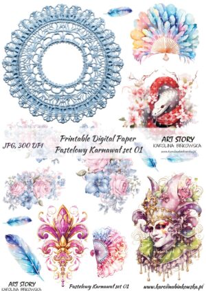 Elementy do wycinania - Pastelowy Karnawał set 01 - DIGI