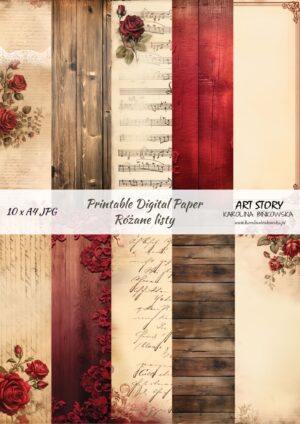 Zestaw papierów - Różane Listy - DIGI