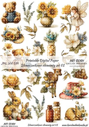 Elementy do wycinania - Słonecznikowe elementy set 01 - DIGI