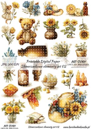 Elementy do wycinania - Słonecznikowe elementy set 02 - DIGI