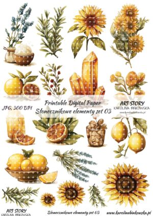 Elementy do wycinania - Słonecznikowe elementy set 03 - DIGI