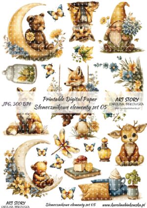 Elementy do wycinania - Słonecznikowe elementy set 05 - DIGI