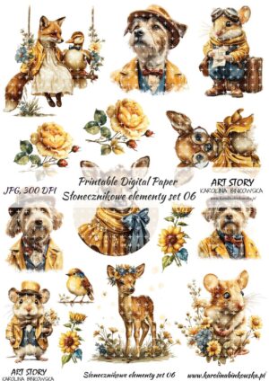 Elementy do wycinania - Słonecznikowe elementy set 06 - DIGI