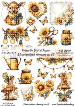 Elementy do wycinania - Słonecznikowe elementy set 07 - DIGI