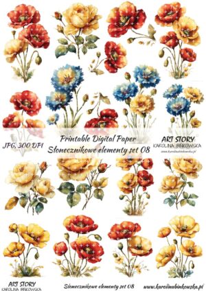 Elementy do wycinania - Słonecznikowe elementy set 08 - DIGI