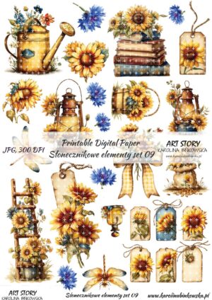 Elementy do wycinania - Słonecznikowe elementy set 09 - DIGI