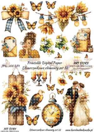 Elementy do wycinania - Słonecznikowe elementy set 12 - DIGI