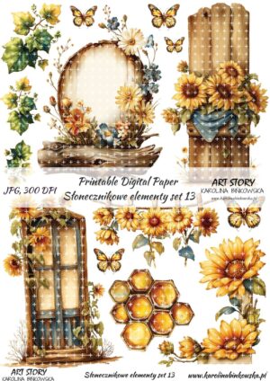 Elementy do wycinania - Słonecznikowe elementy set 13 - DIGI