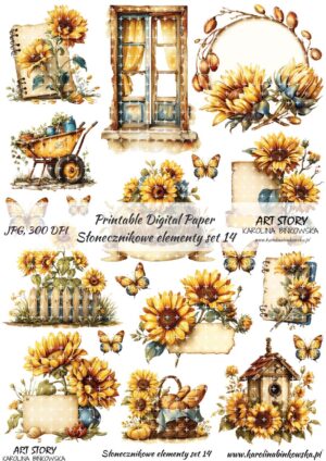 Elementy do wycinania - Słonecznikowe elementy set 14 - DIGI