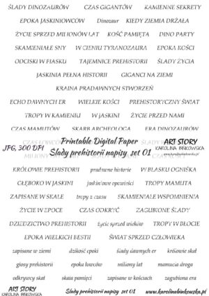 Elementy do wycinania - Ślady prehistorii napisy set 01 - DIGI napisy