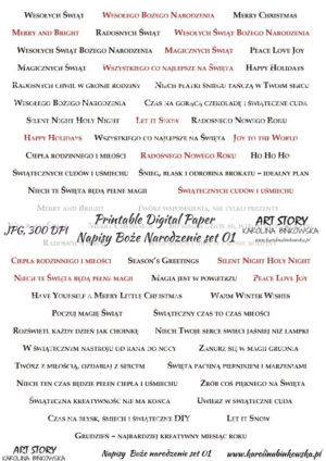 Elementy do wycinania - Napisy Boże Narodzenie set 01 - DIGI napisy