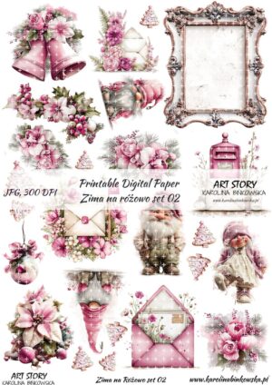 Elementy do wycinania - Zima na różowo set 02 - DIGI