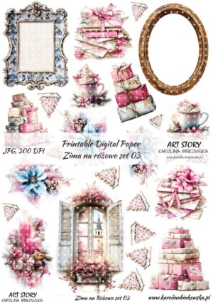 Elementy do wycinania - Zima na różowo set 03 - DIGI