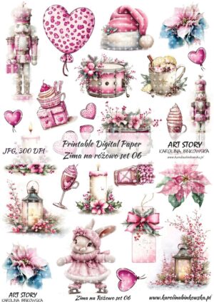 Elementy do wycinania - Zima na różowo set 06 - DIGI