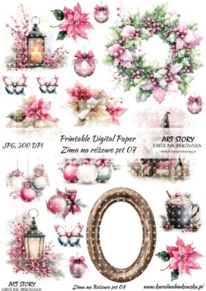 Elementy do wycinania - Zima na różowo set 07 - DIGI