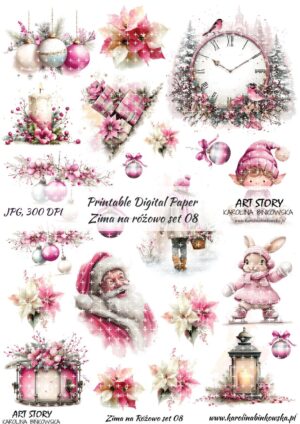 Elementy do wycinania - Zima na różowo set 08 - DIGI
