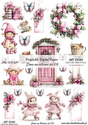 Elementy do wycinania - Zima na różowo set 09 - DIGI