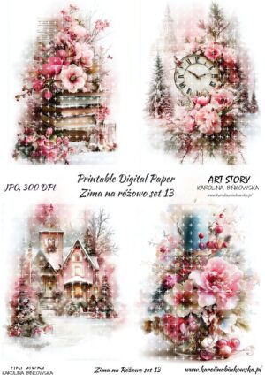 Elementy do wycinania - Zima na różowo set 13 - DIGI