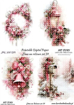 Elementy do wycinania - Zima na różowo set 14 - DIGI