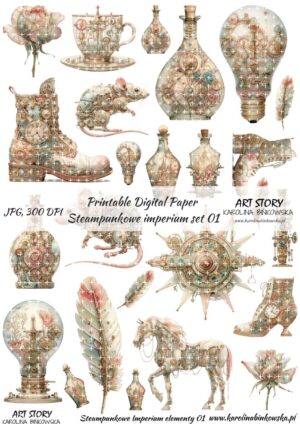 Elementy do wycinania - Steampunkowe imperium set 01 - DIGI