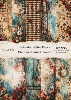 Zestaw papierów - Ciemna Strona Czarów – zestaw 10 papierów A4 DIGI do scrapbookingu